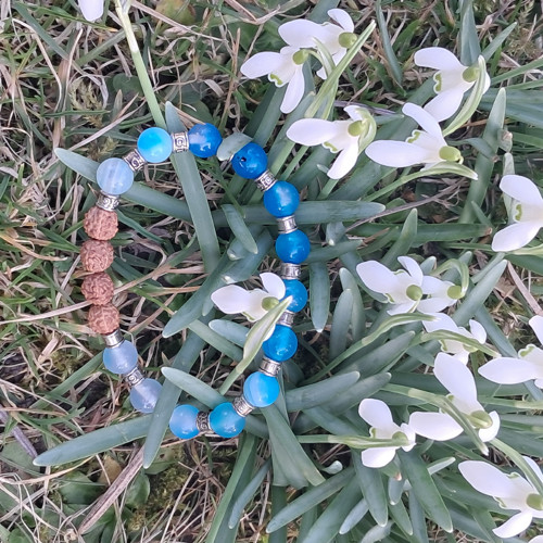 Náramek achát, rudraksha — foto 2