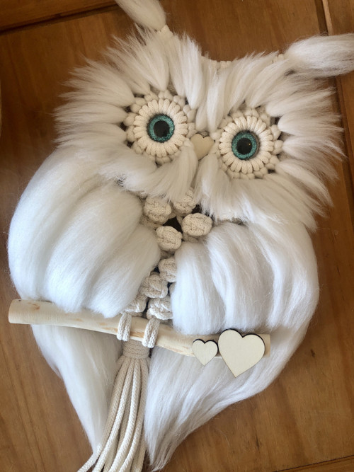 Macramé sovička bílá — foto 2