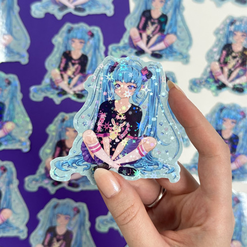 Holografická samolepka Cute Miku — foto 2