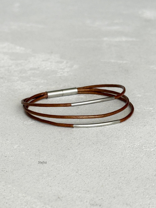 Copper metal - kožený náramek — foto 2