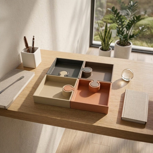 Designová miska ve tvaru puzzle - Černá — foto 4