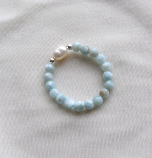 BROUŠENÝ LARIMAR 0.33*PERLA*Ag*prsten — foto 2
