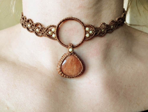 Macrame choker s měsíčním kamenem — foto 5