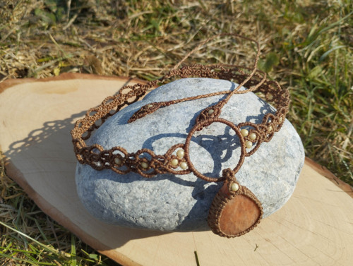 Macrame choker s měsíčním kamenem — foto 3