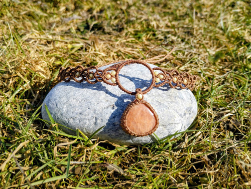 Macrame choker s měsíčním kamenem — foto 2