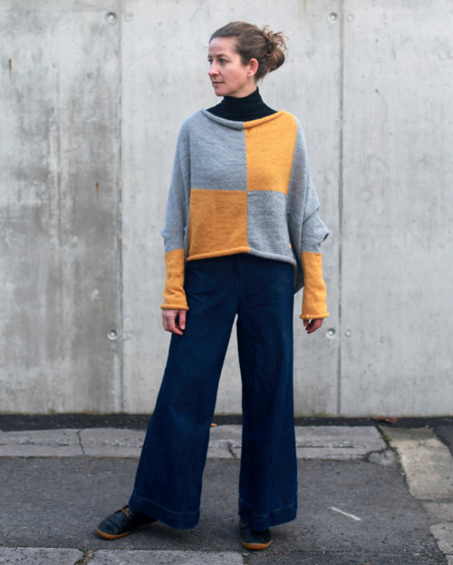 Svetr DOSA-TRAPEZ patchwork 100% ALPAKA — foto 4