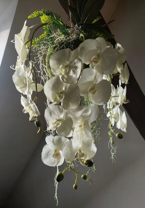 Kokedama s umělými orchidejemi — foto 6