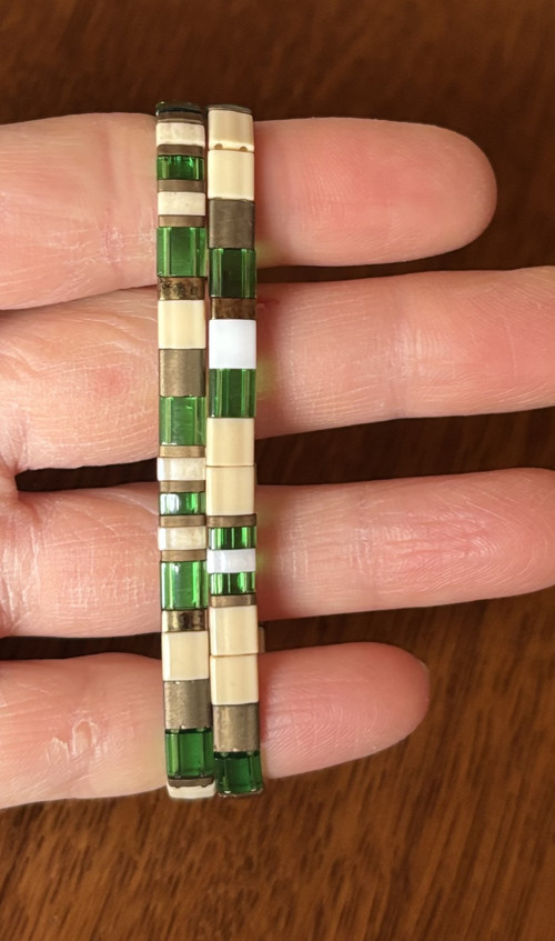 Miyuki naramky beige&green — foto 2