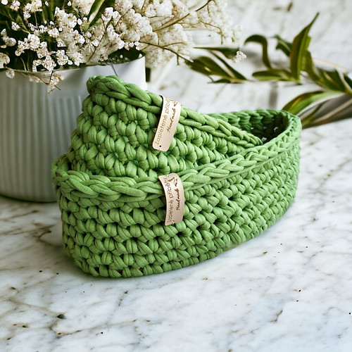Háčkované košíky | set Pistachio Creamy — foto 5