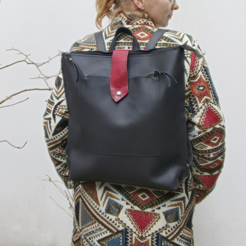 Kožený Batoh BLACK backpack — foto 3