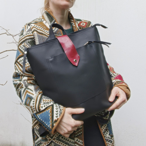 Kožený Batoh BLACK backpack — foto 2