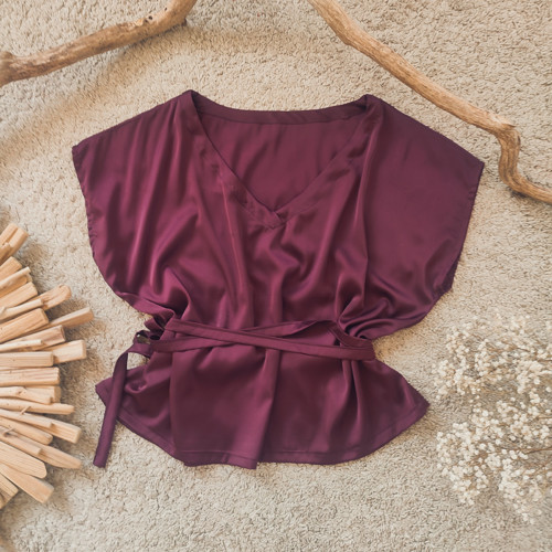 Hedvábný top Mae / Purple — foto 3