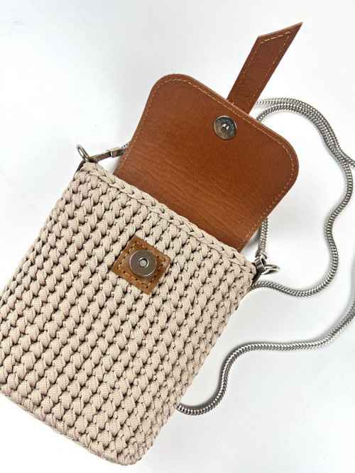 Háčkovaná MINI LUX Kabelka/ Latte — foto 2