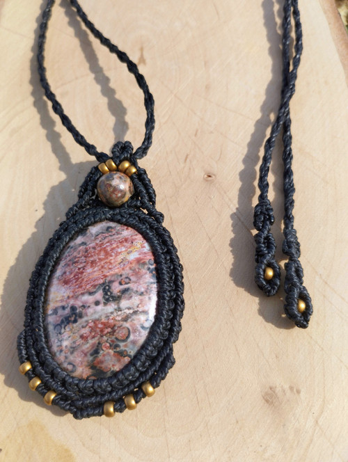 Macrame náhrdelník "leopardí jaspis" — foto 2