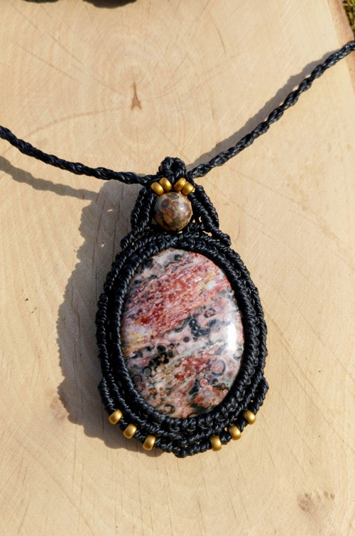 Macrame náhrdelník "leopardí jaspis" — foto 3