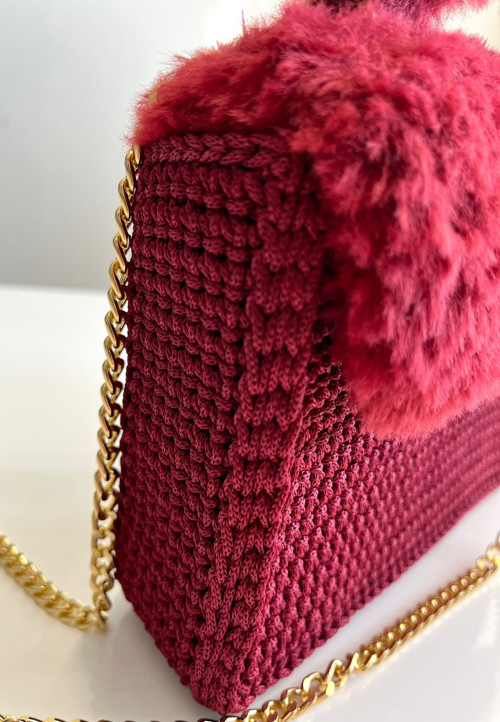 Háčkovaná hnědovínová kabelka MOS Velvet Ruby — foto 2