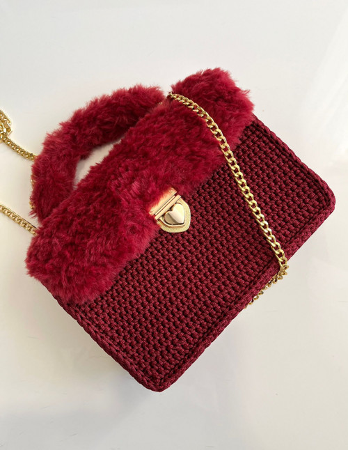 Háčkovaná hnědovínová kabelka MOS Velvet Ruby — foto 3