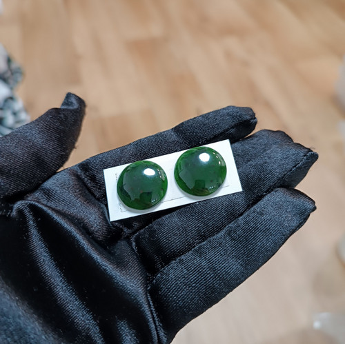 Nefrit, ID 5571, průměr 18 mm - pár — foto 2