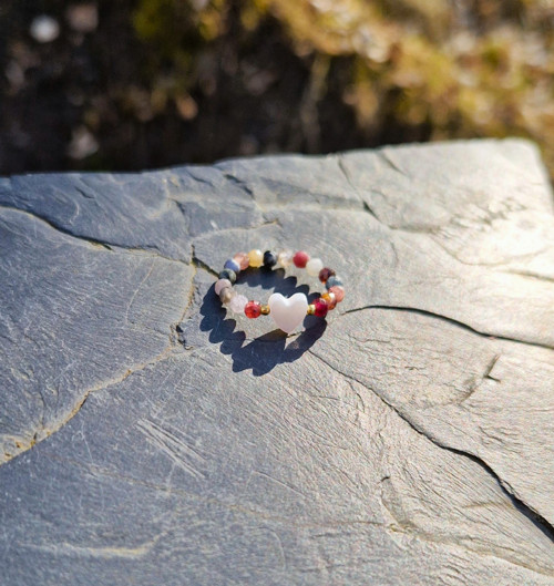 Spinel*srdíčko perleť*zlacené Ag*prsten — foto 5