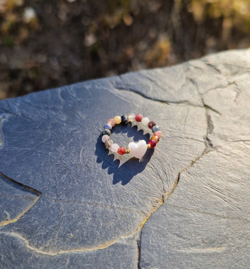 Spinel*srdíčko perleť*zlacené Ag*prsten — foto 2
