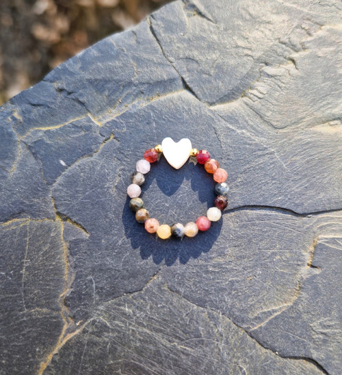 Spinel*srdíčko perleť*zlacené Ag*prsten — foto 4