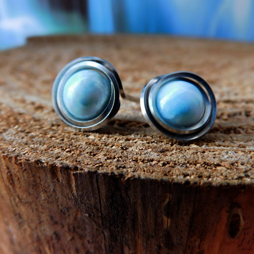 Naušnice- nerez- larimar — foto 2