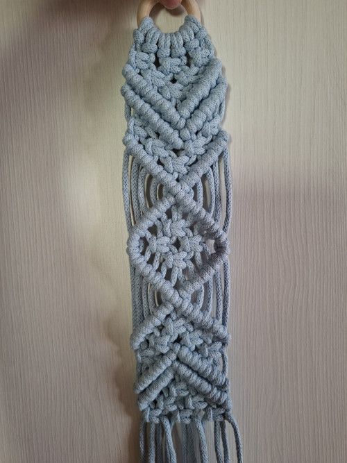Modrý macramé závěs na květináč — foto 2
