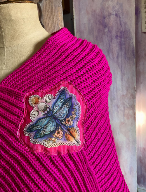 "Dragonfly", krátké pončo pink — foto 3