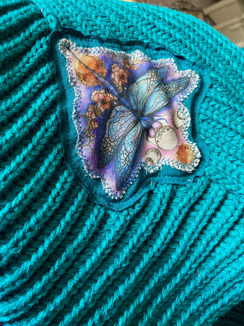"Dragonfly", krátké pončo tyrkys — foto 5