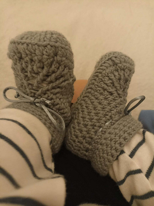 Háčkované merino botičky - šedé — foto 3