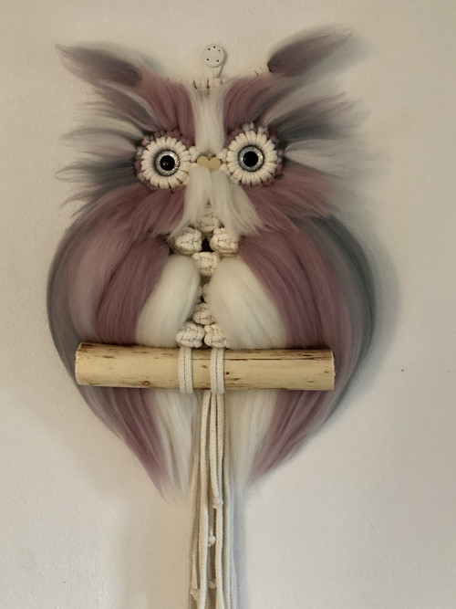 Macramé sovička růžový melír — foto 3