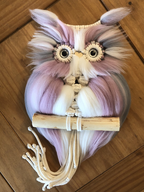 Macramé sovička růžový melír — foto 2