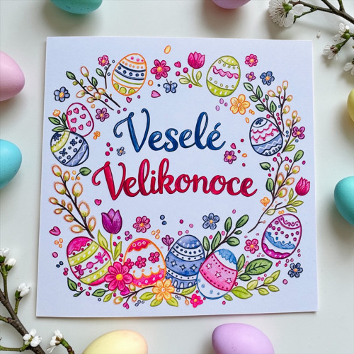 Přáníčko k Velikonocům - věneček — foto 4