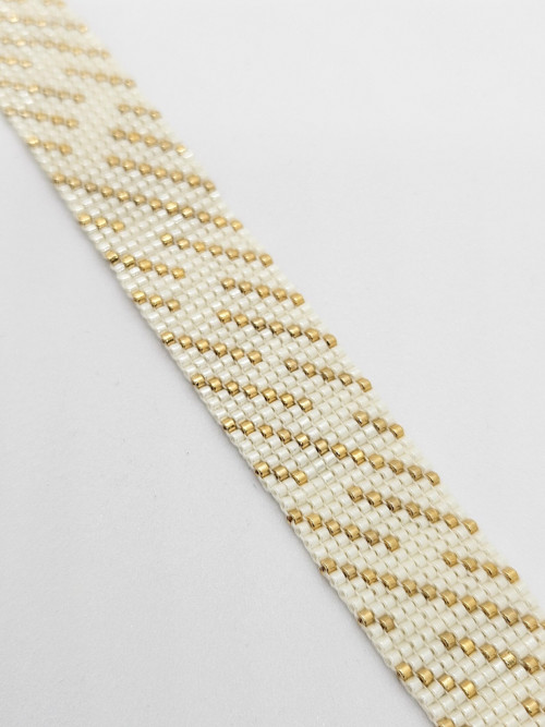 Široký tkaný náramek Ivory & Gold — foto 5