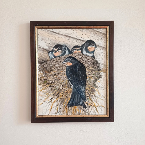 Obraz " Mladé vlaštovky na hnízdě ". — foto 3