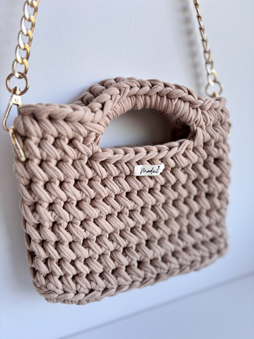 Crossbody háčkovaná kabelka – nude — foto 2