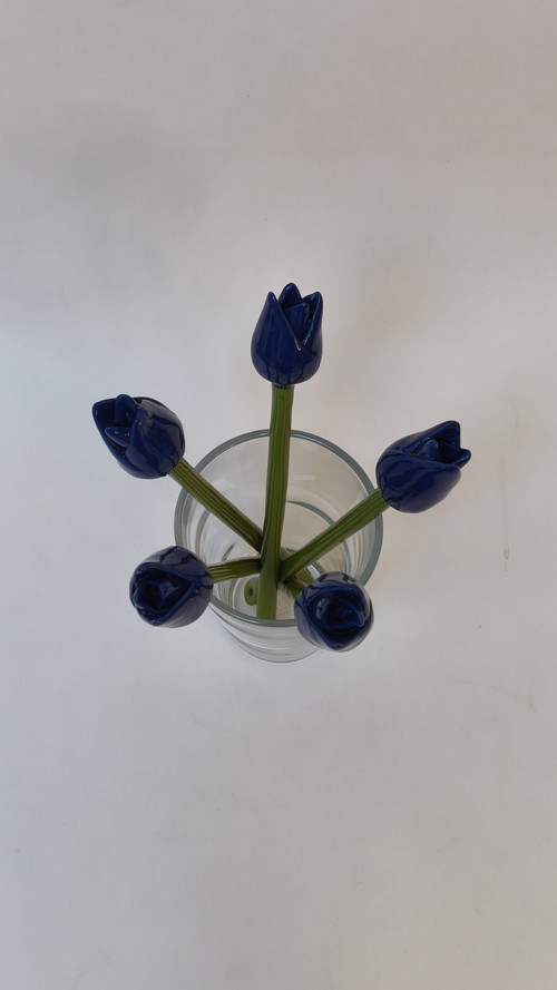 Keramický tulipán - modrý — foto 2