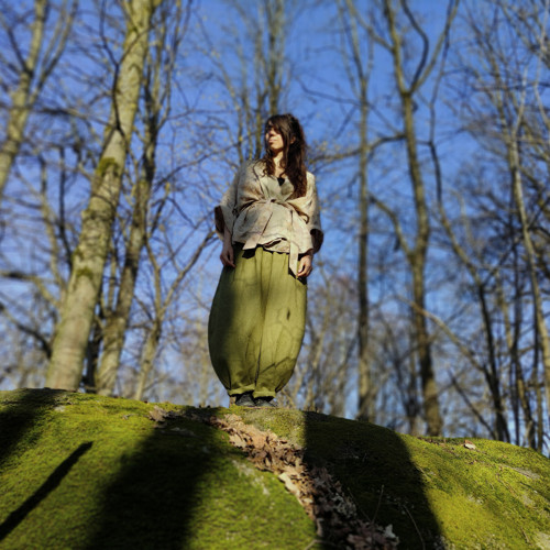 Kalhoty lněné mechová zelená — foto 3