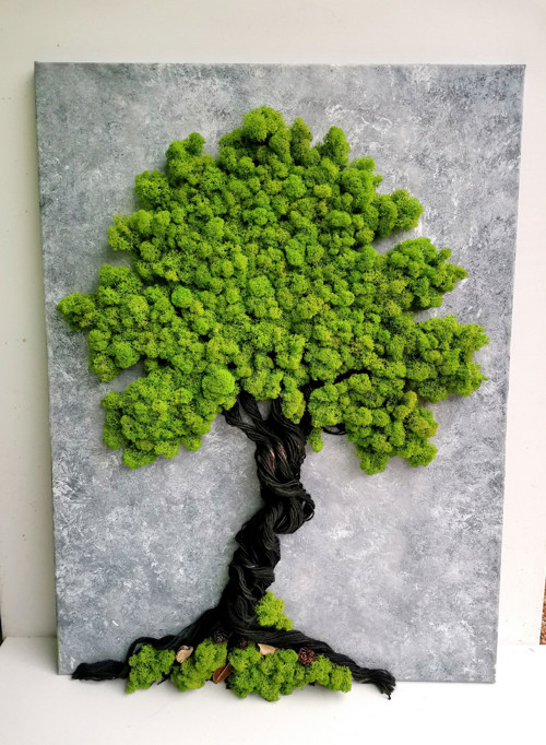 Živý mechový obraz, strom 60x80 cm — foto 2