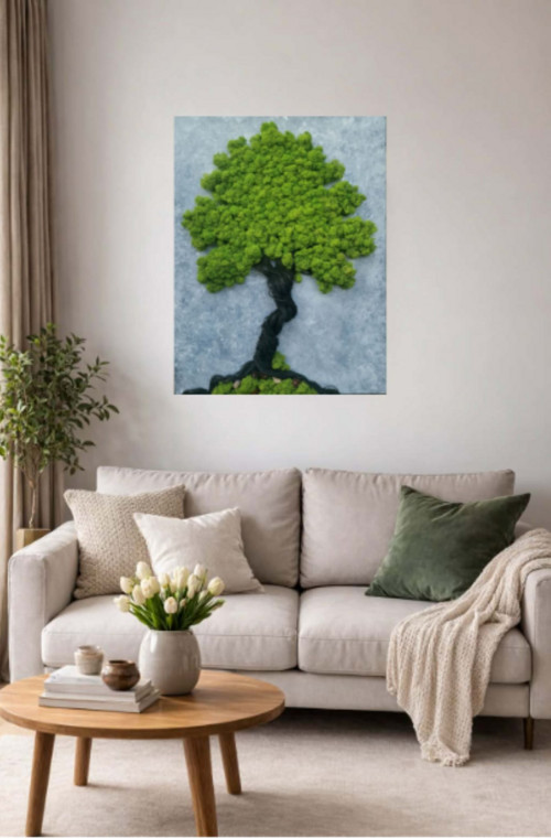 Živý mechový obraz, strom 60x80 cm — foto 3