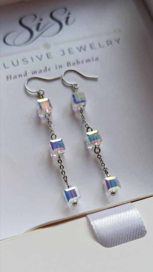 Náušnice Crystal Cubic - křišťál a ocel — foto 4