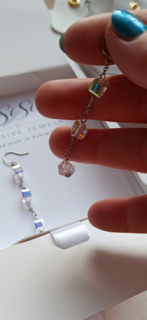 Náušnice Crystal Cubic - křišťál a ocel — foto 5
