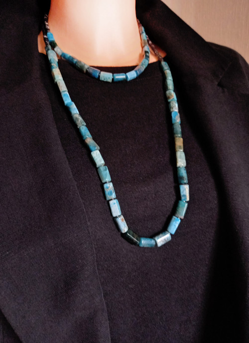 Korále apatit -obsidián - ocel - dlouhé — foto 2