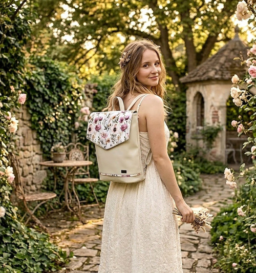 Batoh LENY- světle smetanová+ potištěná — foto 3