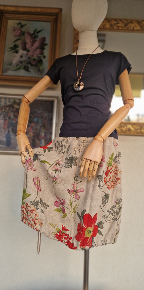Hortenzie a šípková růže ... lněná — foto 6