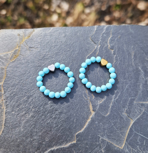 Přírodní výběrový larimar*srdce*ocel*prsten — foto 6