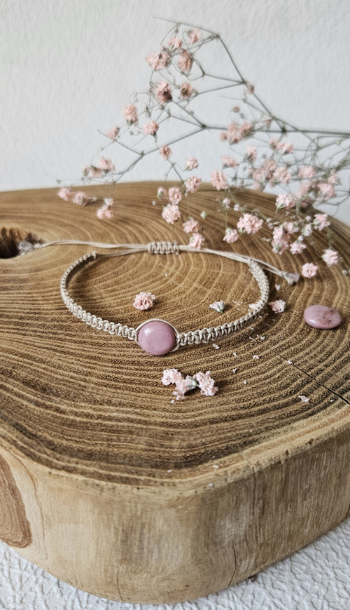 Macramé náramek s rodonitem - sada — foto 3