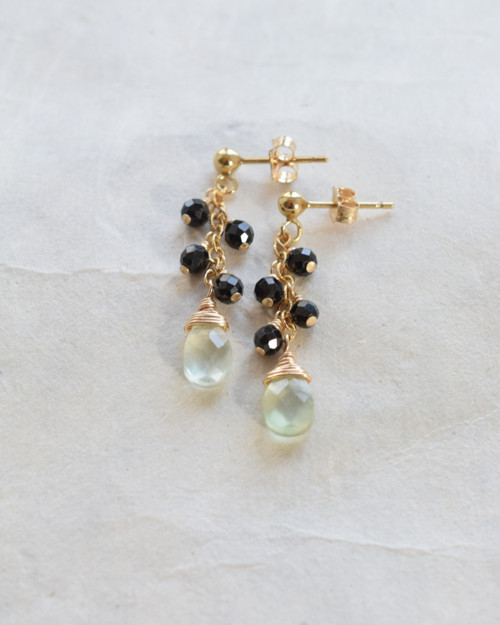 Zemělásky, prehnit, spinel, gold filled, náušnice — foto 4