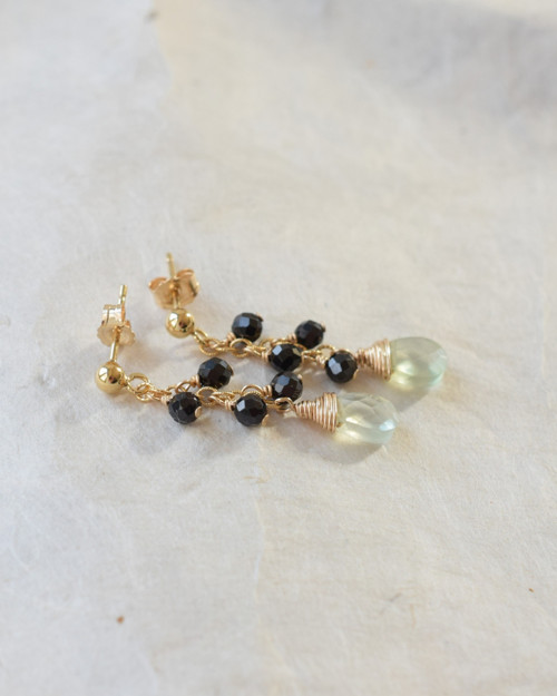 Zemělásky, prehnit, spinel, gold filled, náušnice — foto 5