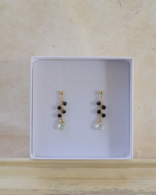 Zemělásky, prehnit, spinel, gold filled, náušnice — foto 3